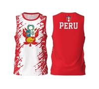 Camiseta de baloncesto de grano de la bandera de Perú, camiseta deportiva con diseño de impresión completa 3D, Negro, L