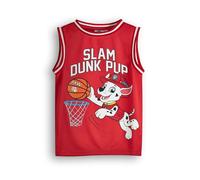 Camiseta de baloncesto Paw Patrol Niños Marshall | Top deportivo para niños Slam Dunk Pup en rojo | Ropa deportiva gráfica Fireman Dalmatian Pup | Regalo de ropa de merchandising de dibujos para niños