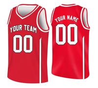 Camiseta de Baloncesto Personalizada, Nombre del Equipo, Tu Nombre y Número a Medida, Aficionados del Baloncesto Rojo