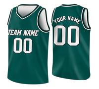 Camiseta de Baloncesto Personalizada para Adultos Niño, Diseño de Uniforme de Equipo, Tu Propio Nombre y Número, Camiseta Deportiva sin Mangas para Hombre Verde