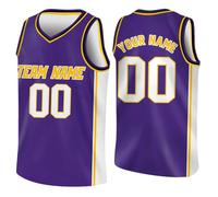 Camiseta de Baloncesto Personalizada para Adultos Niño, Diseño de Uniforme de Equipo, Tu Propio Nombre y Número, Camiseta Deportiva sin Mangas para Hombre Morado