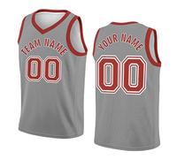 Camiseta de Baloncesto Personalizada para Adultos Niño, Diseño de Uniforme de Equipo, Tu Propio Nombre y Número, Camiseta Deportiva sin Mangas para Hombre Gris