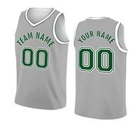 Camiseta de Baloncesto Personalizada para Adultos Niño, Diseño de Uniforme de Equipo, Tu Propio Nombre y Número, Camiseta Deportiva sin Mangas para Hombre Gris
