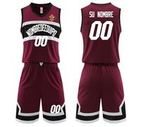 Camiseta de baloncesto personalizadas Camiseta Baloncesto 2 Piezas,Equipación Baloncesto Sin Mangas,Camiseta + Pantalones Cortos (Borgoña)