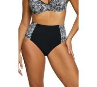 Camiseta de baño sin Complejo, Bragas de Cintura Alta para Mujer, Estampado Animal Negro, 42-44