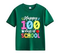 Camiseta de bebé negra 100th Day of School Celebration for Girls and Boys Kids T Shirts Fun Colorful Numbers Glitter Shirt Niñas Azul, verde, 8-9 años