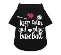 Camiseta de béisbol con texto en inglés "Keep Calm And Play Baseball Cute Pet Shirt Clothes Funny Beach Pullover Cat Sweatshirt for Small Pets 2XL