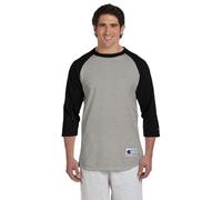 Camiseta de béisbol raglán para hombre Champion, gris oxford/negro, talla grande