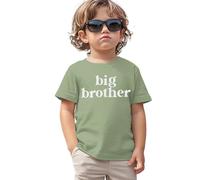 Camiseta de Big Brother para bebé Boy Little for Big Bruder Camiseta Niño Verano Manga Corta Top Holgada Camiseta Niños, Haze Verde, 18-24 Meses