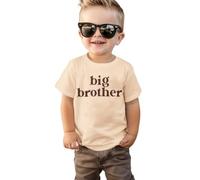Camiseta de Big Brother para bebé Boy Little for Big Bruder Camiseta Niño Verano Manga Corta Top Holgada Camiseta Niños, marrón, 3-4 Años