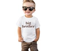 Camiseta de Big Brother para bebé Boy Little for Big Bruder Camiseta Niño Verano Manga Corta Top Holgada Camiseta Niños, Blanco, 4-5 Años