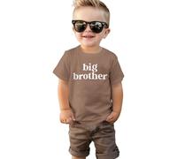 Camiseta de Big Brother para bebé Boy Little for Big Bruder Camiseta Niño Verano Manga Corta Top Holgada Camiseta Niños, marrón claro, 5-6 Años