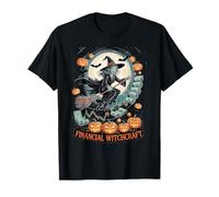 Camiseta de brujería financiera Halloween Bruja Escoba Camiseta