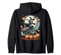 Camiseta de brujería financiera Halloween Bruja Escoba Sudadera con Capucha