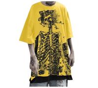 Camiseta de calavera Y2K para hombre y mujer, diseño de esqueleto Emo Grunge Oversize gótico Streetwear Dark Academia gótico Vampirecore Dark Techwear Alt Baggy, Negro, Gris, Blanco, Rojo, Caqui