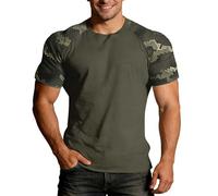 Camiseta de camuflaje para hombre, cómoda manga corta, camiseta deportiva de camuflaje, camiseta deportiva ligera, transpirable, cómoda para entrenamiento, blusa táctica de combate, S ejército verde