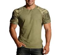 Camiseta de camuflaje para hombre, cómoda manga corta, camiseta deportiva de camuflaje, camiseta deportiva ligera, transpirable, cómoda para entrenamiento, blusa táctica de combate, Q Camuflaje, L