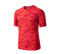 Camiseta de camuflaje para hombre, manga corta, cuello redondo, transpirable, de secado rápido, ligera, cómoda, para exteriores, para gimnasio, gimnasio, deportes, O rojo., XXL