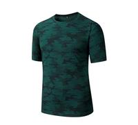 Camiseta de camuflaje para hombre, manga corta, cuello redondo, transpirable, de secado rápido, ligera, cómoda, para exteriores, para gimnasio, gimnasio, deportes, O verde2, XL