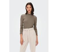 Camiseta de canalé, cuello alto Mujer Talla XS. Color Gris