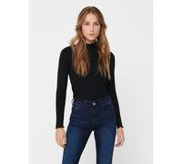 Camiseta de canalé, cuello alto Mujer Talla XS. Color Negro
