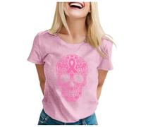 Camiseta de cáncer para mujer, camisetas de cáncer de mama, banda, concienciación del cáncer de mama, camisetas de arco iris, camisetas de manga corta, peto negro para mujer, Rosa., M