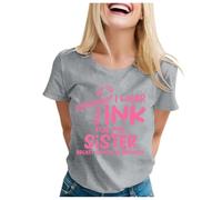 Camiseta de cáncer para mujer, camisetas de cáncer de mama, banda de concienciación del cáncer de mama, camisetas de arco iris, camisetas de manga corta con cáncer, Gris claro., L