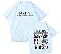 Camiseta De Cantante Dua Camiseta Lipa Camiseta De Algodón Unisex Cuello Redondo Manga Corta Camiseta De Música Pop Regalo De Seguidor XS-3XL-Black||XS