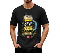 Camiseta de cerveza divertida para hombre con estampado de letras, algodón