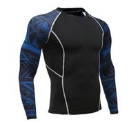 Camiseta de ciclismo hombre ropa alta protección solar camisetas deporte elástico camiseta de compresión Camisetas hombre manga larga secado transpirable, Azul oscuro., XL