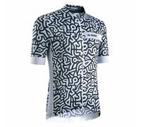 Camiseta de ciclismo para hombre de manga corta con cremallera total en negro y