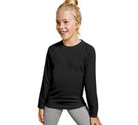 Camiseta de Colores Flúor Manga Larga para niños - Camiseta Deportiva cómoda, Suave, Lisa y Elegante (4 Años, Negro)