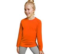 Camiseta de Colores Flúor Manga Larga para niños - Camiseta Deportiva cómoda, Suave, Lisa y Elegante (4 Años, Naranja)