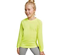 Camiseta de Colores Flúor Manga Larga para niños - Camiseta Deportiva cómoda, Suave, Lisa y Elegante (8 Años, Amarillo)