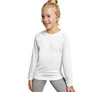 Camiseta de Colores Flúor Manga Larga para niños - Camiseta Deportiva cómoda, Suave, Lisa y Elegante (8 Años, Blanco)