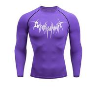 Camiseta de compresión de Manga Larga Corte Ajustado para Hombre con Estampado gótico, Ideal para el Entrenamiento Deportivo
