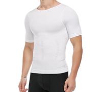 Camiseta de compresión para Hombre, Camiseta de Tirantes Adelgazante, Chaleco de Entrenamiento Abdominales y Abdomen, Moldeador de Cuerpo Delgado, Blanco, L