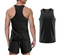 Camiseta de compresión para hombre, sin mangas para hombre, camiseta de cuerpo de vientre plano que adelgaza chaleco invisible que adelgaza sin mangas Body Shaper Tee Shirt, Negro , L