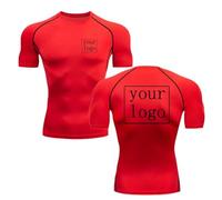 Camiseta De Compresión Personalizada Personaliza Tu Diseño Logo Hombres Mujeres Estampado Camiseta De Manga Corta De Secado Rápido Trotar Gimnasio Deportes Fitness Entrenamiento Color5,L