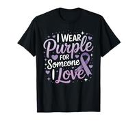 Camiseta de concienciación sobre el cáncer con Texto en inglés I Wear Purple for Someone I Love Ribbon Camiseta