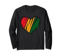 Camiseta de corazón Rojo, Dorado y Verde del Mes de la Historia Negra para Hombre Manga Larga
