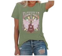 Camiseta de correr para mujer, manga corta, camiseta de música country, vintage, Tennessee, camiseta gráfica, rodeo occidental, manga corta, túnica festiva, Verde claro., L