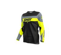 Shot Draw League Maillot de motocross para niños, negro-gris-amarillo, tamaño 10 - 11