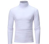Camiseta de cuello alto para hombres de invierno, manga larga, corte ajustado, jersey de cuello alto, sudadera negra térmica, cuello de tortuga, delgada, elástica, regular, básica, monocolor