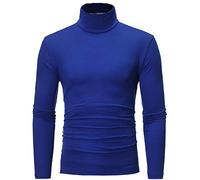 Camiseta de cuello alto para hombres de invierno, manga larga, corte ajustado, jersey de cuello alto, sudadera negra térmica, cuello de tortuga, delgada, elástica, regular, básica, monocolor