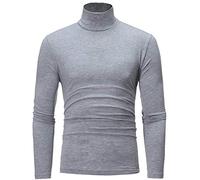 Camiseta de cuello alto para hombres de invierno, manga larga, corte ajustado, jersey de cuello alto, sudadera negra térmica, cuello de tortuga, delgada, elástica, regular, básica, monocolor
