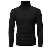 Camiseta de cuello alto para hombres de invierno, manga larga, corte ajustado, jersey de cuello alto, sudadera negra térmica, cuello de tortuga, delgada, elástica, regular, básica, monocolor