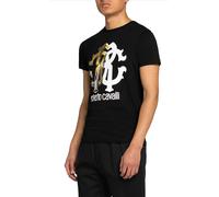 Camiseta De Cuello Redondo Lujo Con Logo De Roberto Cavalli Firenze Retro 2XL