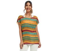 Camiseta de cuello redondo para mujer, ajuste holgado, para verano, talla S, Poncho de fiesta mexicano serape turquesa con estampado de leopardo, XL