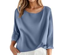 Camiseta de cuello redondo para mujer Pure Color 3/4, BU1, XL